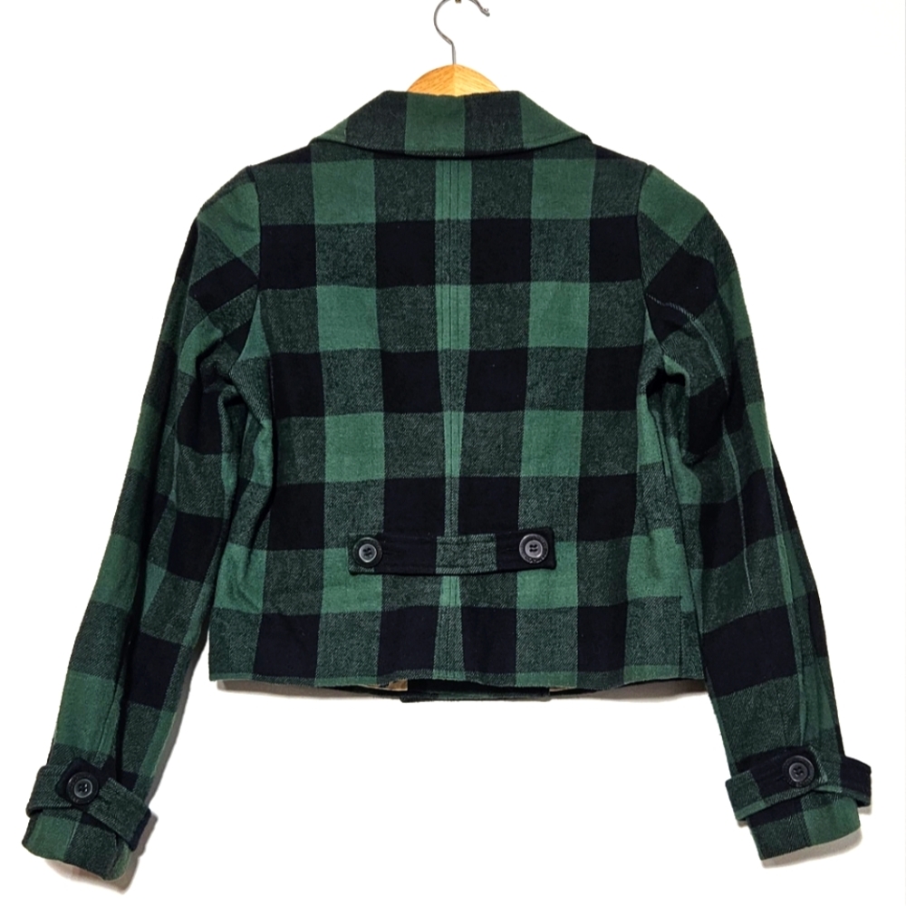 VINTAGE Cropped Buffalo Plaid Peacoat - Picture 2 of 4